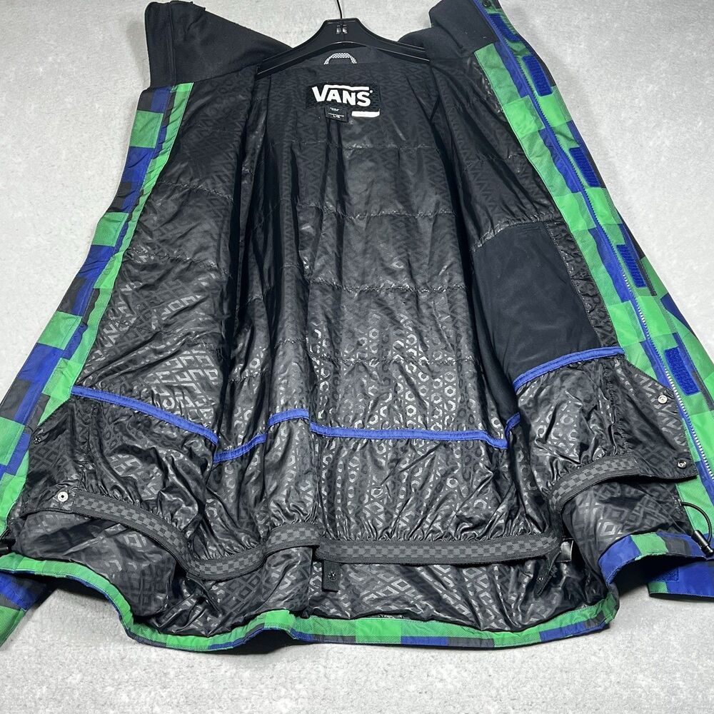 Vans Ski Snowboard Jacket Mens Size Large Blue Green Plaid Coat Hooded - Picture 10 of 12